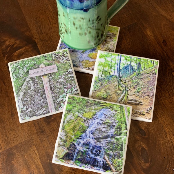 Crabtree Falls / Set of 4 Ceramic Tile Coasters