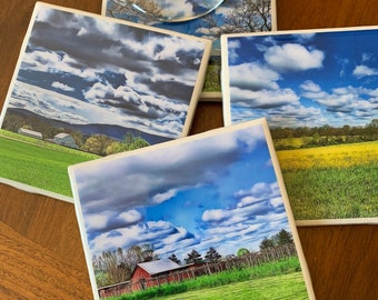 Springtime in the Shenandoah Valley / Set of 4 Ceramic Tile Coasters