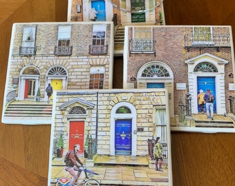 Doors of Dublin /  Set of 4 Ceramic Tile Coasters