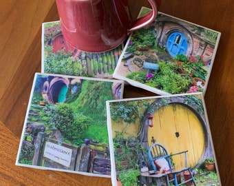 Hobbiton set of 4 ceramic tile coasters