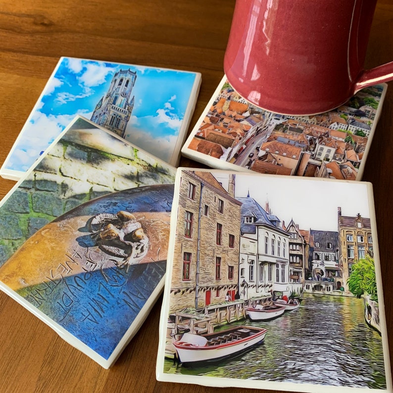 Bruges Belgium / Set of 4 Ceramic Tile Coasters - Etsy UK