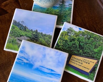 Exploring  Grandfather Mountain / Set of 4 Ceramic Tile Coasters