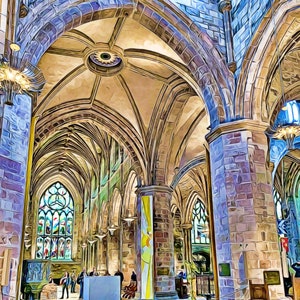 St. Giles Cathedral, Edinburgh / Set of 4 Ceramic Tile Coasters image 4