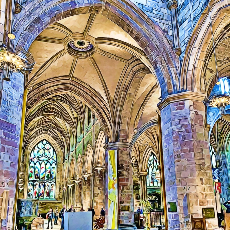 St. Giles Cathedral, Edinburgh / Set of 4 Ceramic Tile Coasters image 4