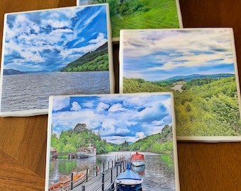 Lochs of Scotland /  Set of 4 Ceramic Tile Coasters