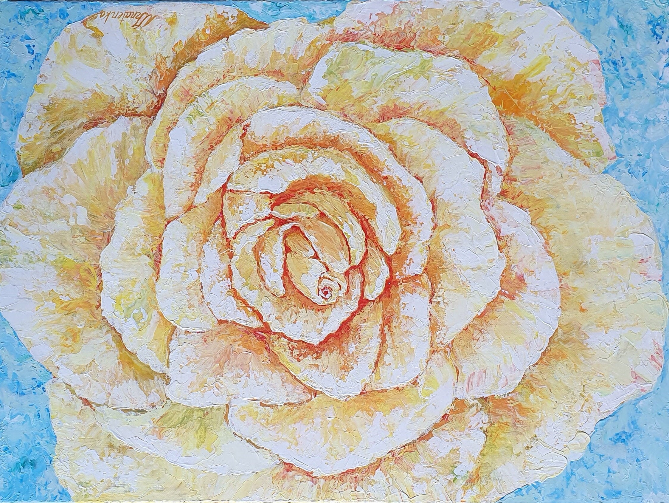 Rose Gold groß. Blumen. Original-Kunstwerk. | Etsy