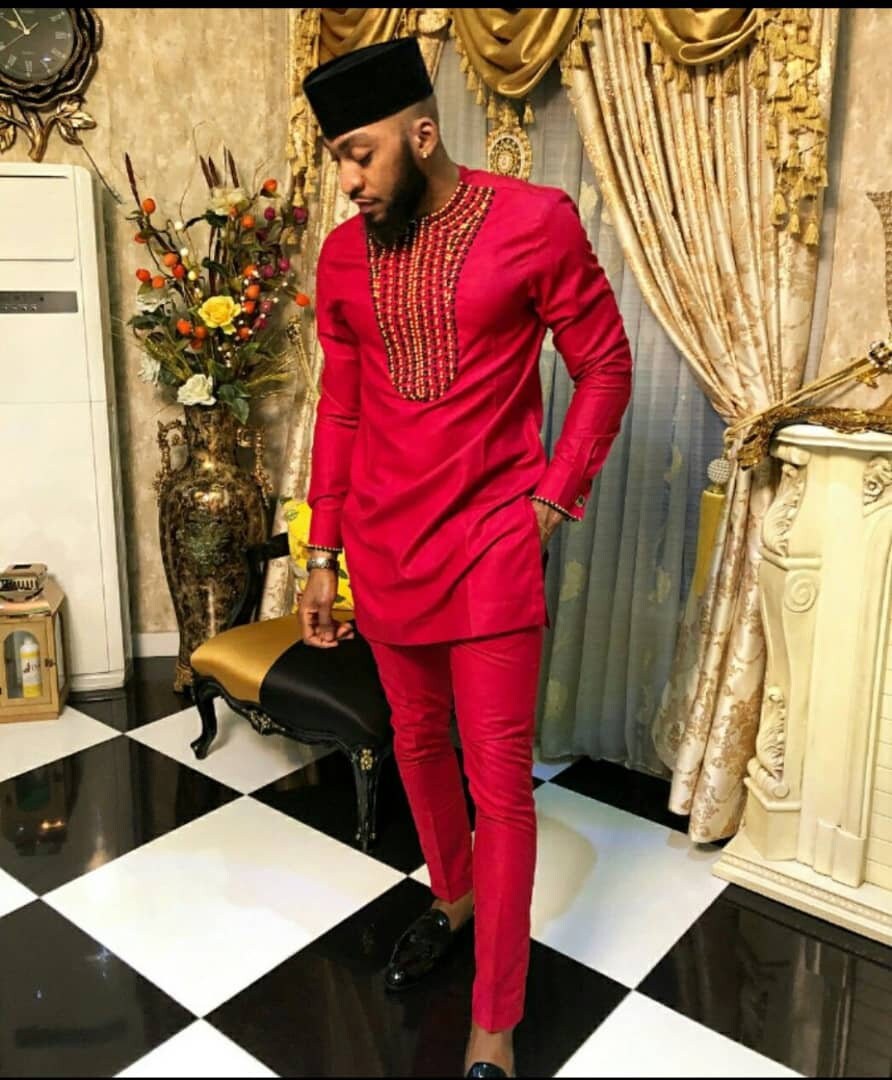 Red African Men Clothing African 
