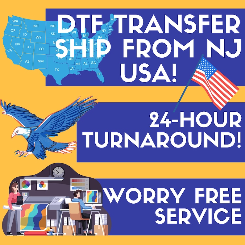DTF Transfer Gang sheet Ship from USA 24 hours turnaround 1 day shipping fast ship free shipping one day shipping UPS shipping high quality best dtf quick vivid color