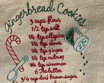 Vintage inspired gingerbread cookies recipe flour sack towel