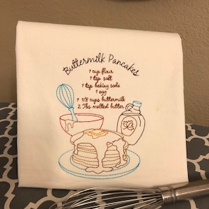 Buttermilk pancakes Vintage inspired recipe flour sack towel