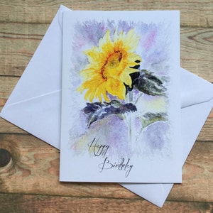 BEAUTÉ TOURNESOL, impression carte aquarelle. Ouverture, Pâques, anniversaire, fête des pères ou texte de votre choix.