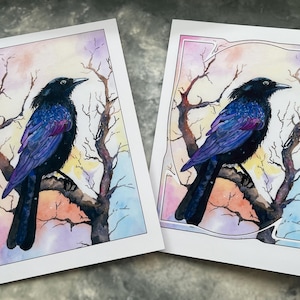 MYSTISCHE ELSTER - Grußkarten in Aquarelloptik. Geburtstag, Vatertag, Offen oder Personalisiert