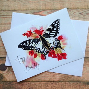 SWALLOWTAIL SCHMETTERLING Aquarell Druck Design.Geburtstag / offene / personalisierte Grußkarte.