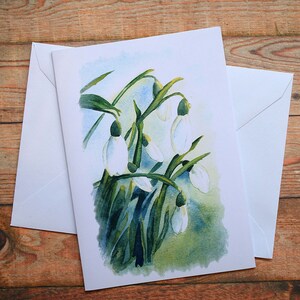 JUST SNOWDROPS - Carte de voeux imprimée à l'aquarelle par FerryStudioArts, fête des pères, personnalisée, ouverte, anniversaire, texte au choix.
