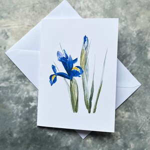 IRIS BLUE CARD - Aquarell Druck Grüße, offen, personalisiert, Vatertag, Geburtstag, Ostern. Jeder Anlass z.B. Geburtstag,