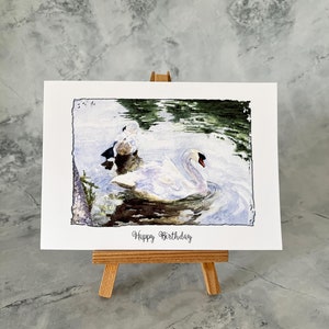 Schwanensee Aquarell Druck Grußkarte, Muttertag, Anlass, Geburtstag, Jubiläum, Vatertag, etc