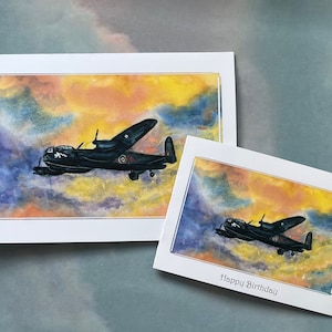 LANCASTER BOMBER SKI. Eine Grußkarte; offen, Geburtstag, Vatertag. Ihre Wahl des Textes. Mein Aquarell Druck.