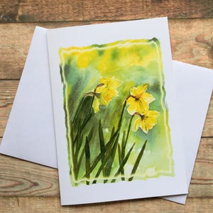 Eine Vielzahl von goldenen NARZEN - Geburtstag, Open, Vatertag, Ostern, Ihr Text. Aquarell Druck Grußkarten,