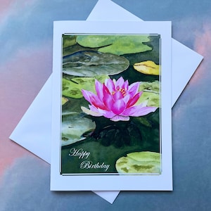 SEEROSE, Grußkarte. Open, Geburtstag, Jahrestag, Vatertag, Ihre persönliche Wahl. Nach einer originalen Aquarellmalerei
