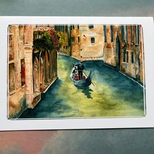 VENICE CANAL - Aquarell Druck Grußkarte, Vatertag, Geburtstag, Jubiläum, Ostern, offen, Ihre Wahl.