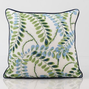 Thibaut Augusta  pillow cover in blue and green, green accent pillow cover, blue designer pillow cover, green tropical pillow cover
