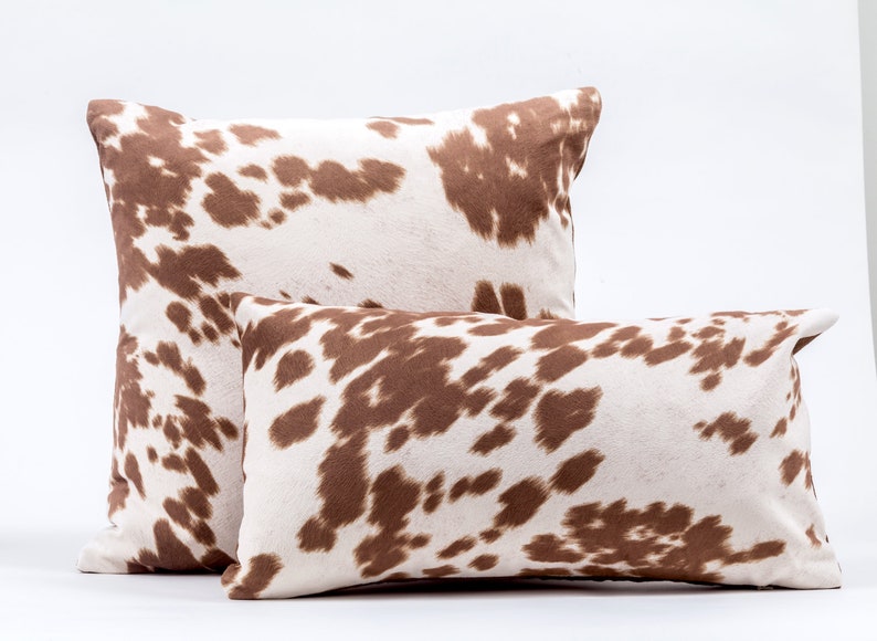 Lumbar Cowhide Pillow Cover Faux Velvet Fabric With Hair Etsy
