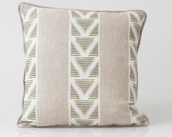 Thibaut Burton Stripe Pillow Cover: Lavender & Sage Geometric Accent