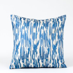 Embroidered blue and white pillow cover, designer pillow cover,  geometric pillow cover,  blue and white pillow cover, blue accent pillow