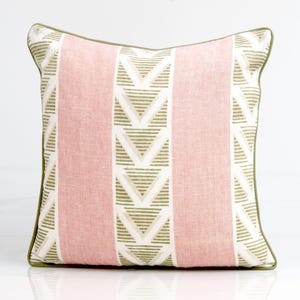 Thibaut  Burton Stripe pillow cover in blush and green,  geometric pillow cover, pink designer pillow cover, blush throw pillow