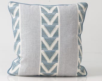 Thibaut Burton Stripe Pillow Cover: Blue Geometric Design