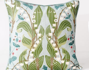Thibaut Harbor Springs Spa Blue Pillow Cover, Designer Botanical Pillow, Blue Green Floral Throw Pillow, Fairhaven Collection Decor
