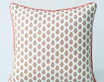 Julian pillow, blush Green Floral Pillow Cover, Anna French Design