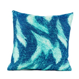 Funda de almohada Ikat, funda de almohada azul báltico, funda azul y aguamarina