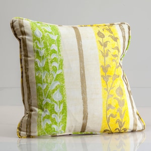 Designer&#39;s decorative pillow cover, Designers Guild fabric, Throw pillow cover, green and yellow pillow cover