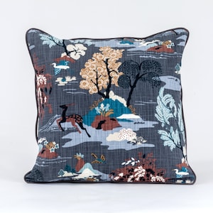 Capa de almofada Robert Allen com estampa animal, almofada decorativa cinza estilo toile