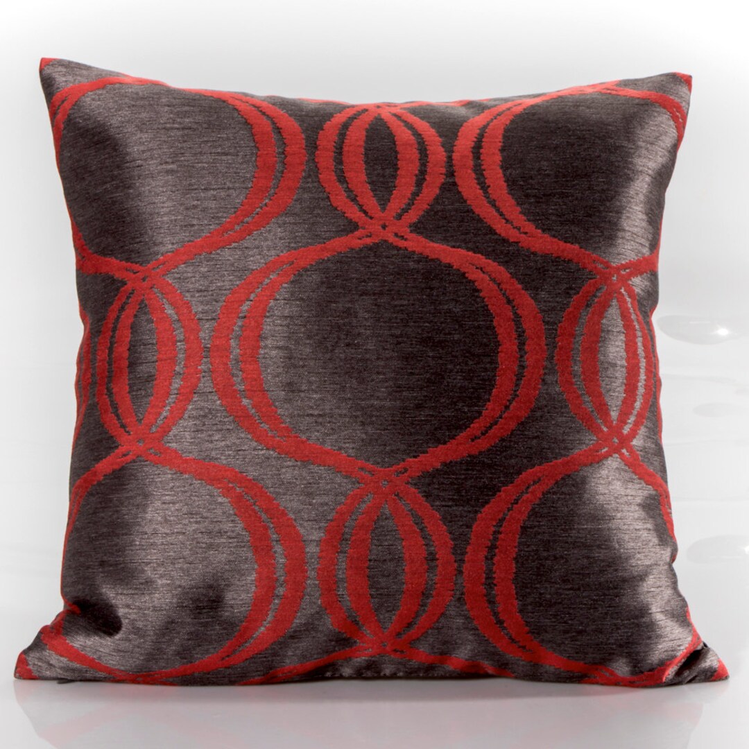 Red Geometric Pillow Cover Silk Cover in Gray and Black Romo Etsy UK