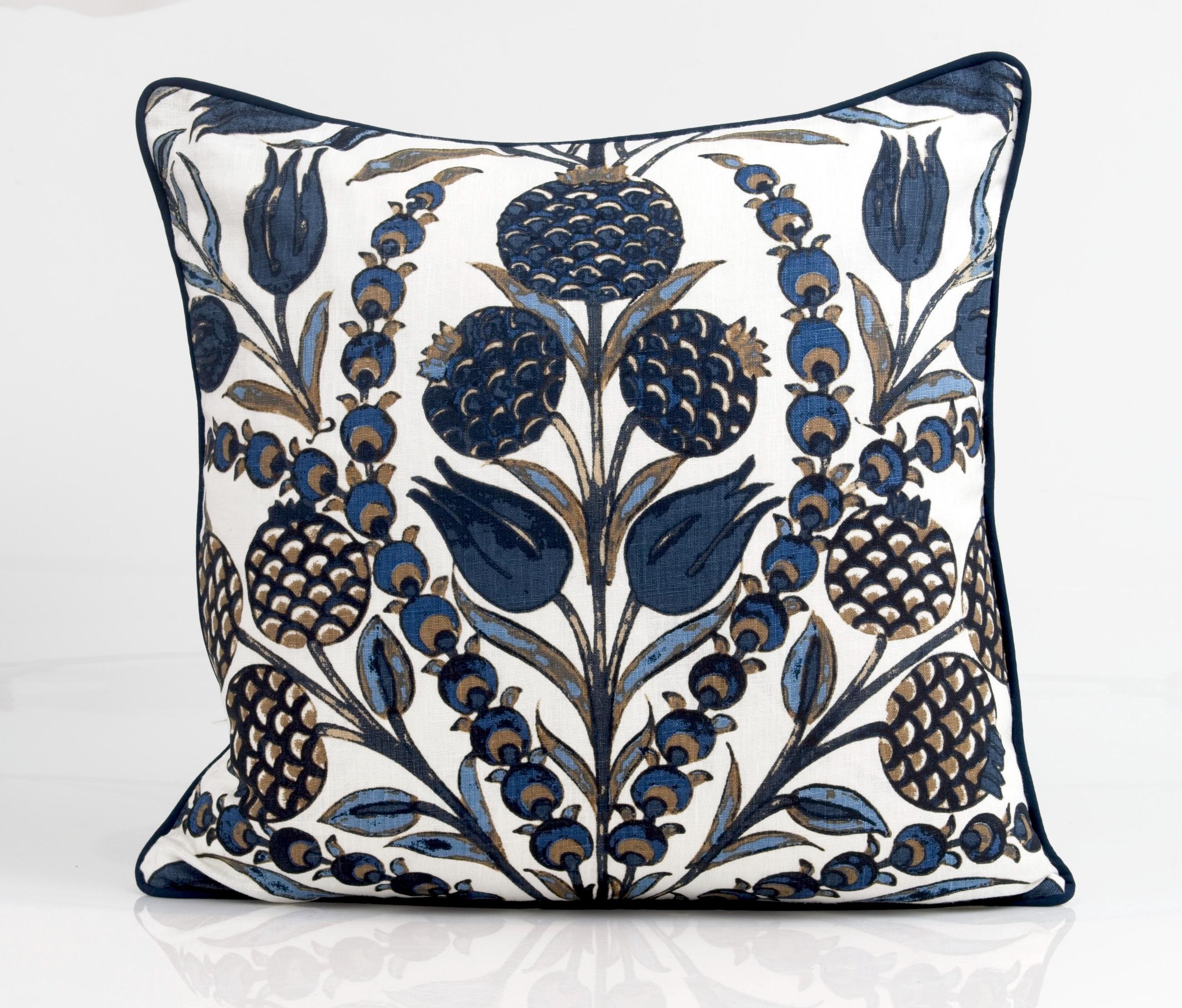 Thibaut Beige And Navy Throw Pillows Cornelia Aqua And Blue Pillow