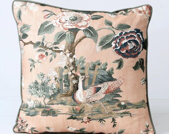 Thibuat Forest Lodge pillow cover,  animal print and botanical Linen Throw Pillow