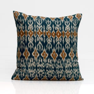 Thibaut  Atlas Ikat pillow cover,  blue pillow cover,  high end pillow cover, blue designer pillow,   lumbar ikat pillow cover