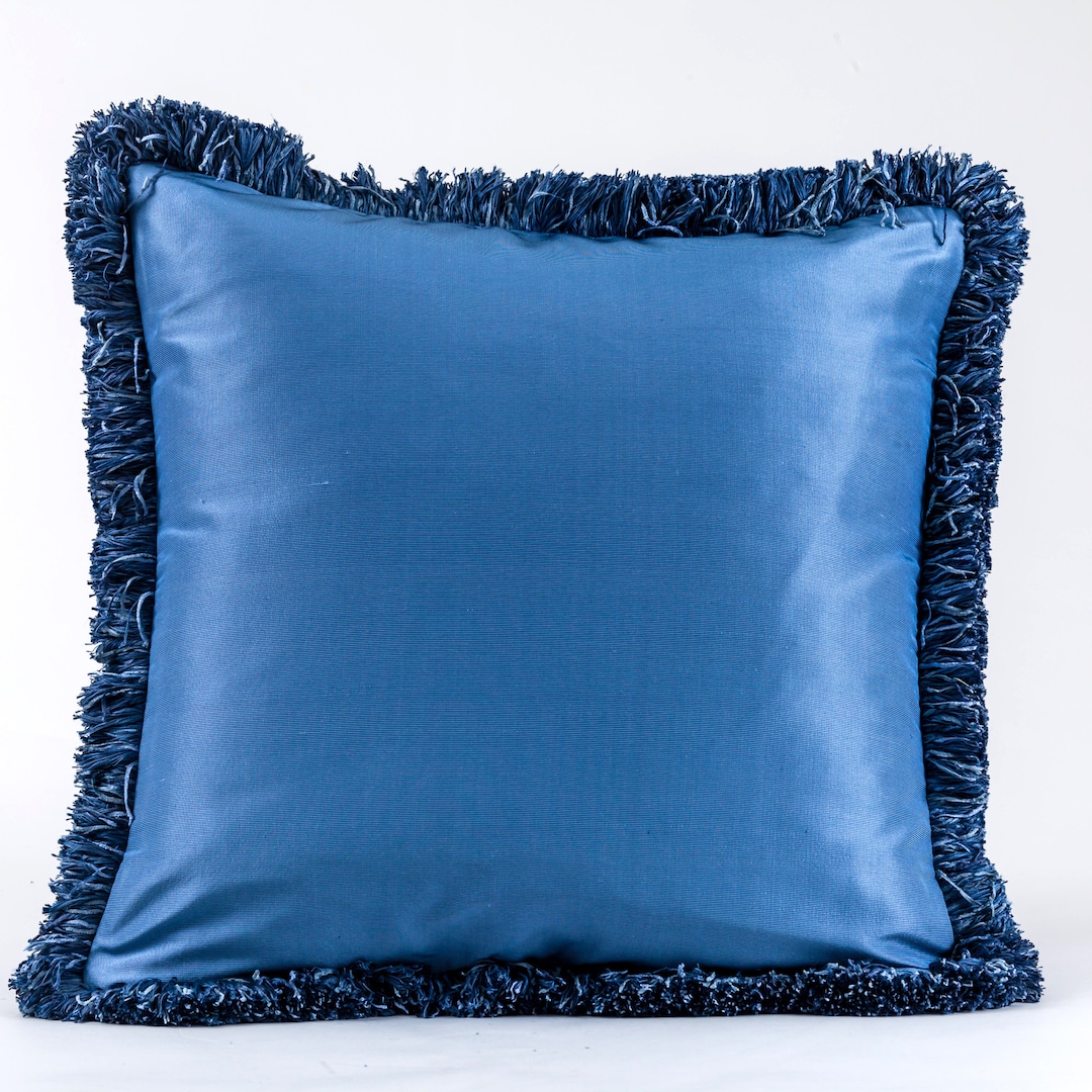 Blue Silk Pillow Cover With Trim. Luxury Silk Design on Both Etsy