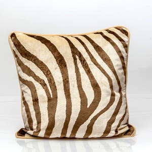 Zebra velvet pillow cover, designer throw pillow, velvet decorative pillow cover,  animal print, 20x20&quot;