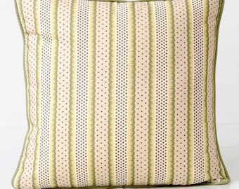 Schumacher Matilda pillow cover, striped green and yellow accent pillow