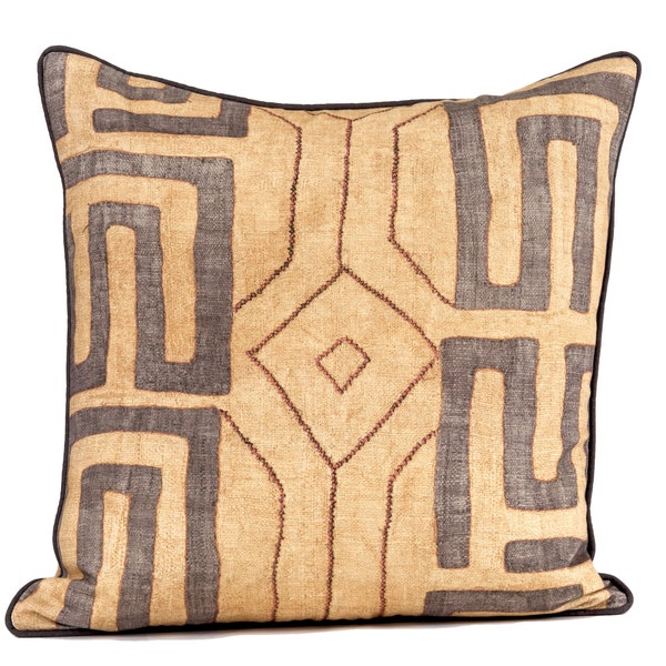 Tribal  pillow cover, African design, Southwestern design, Bantu pillow cover in gold and gray,  gold accent pillow cover