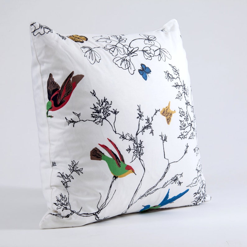 designer pillow cover decorative pillow cover Schumacher birds and butterflies pillow cover