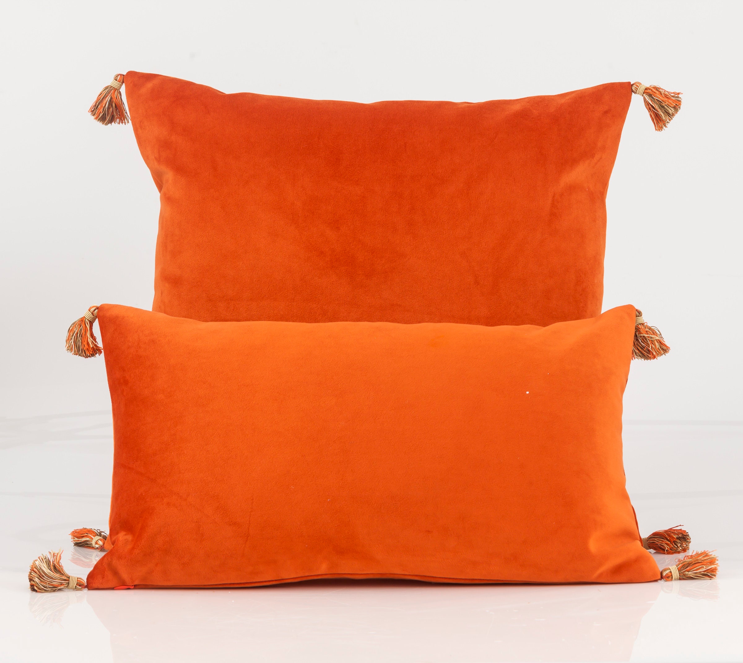 Small Plain Velvet Pillow Cover - Burnt Orange