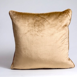 Gold silk  and velvet pillow cover, designer velvet accent  pillow, cover, 22x22,  gold velvet   pillow cover,