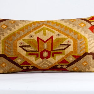 Ethnic lumbar  pillow cover, Ikat pillow cover, Southwestern design, orange and brown cover
