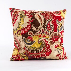 Floral pillow cover in red and gold,  Richloom fabric, designer pillow cover, decorative pillow cover,