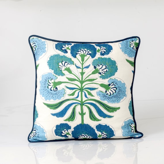 Thibaut Tybee Tree Pillow Cover, Floral Pillow Cover, French Blue