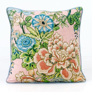 Thibaut Peony Garden pillow cover in blush,  chinoiserie pillow cover,  pink accent pillow cover,  pink floral pillow cover, Anna French